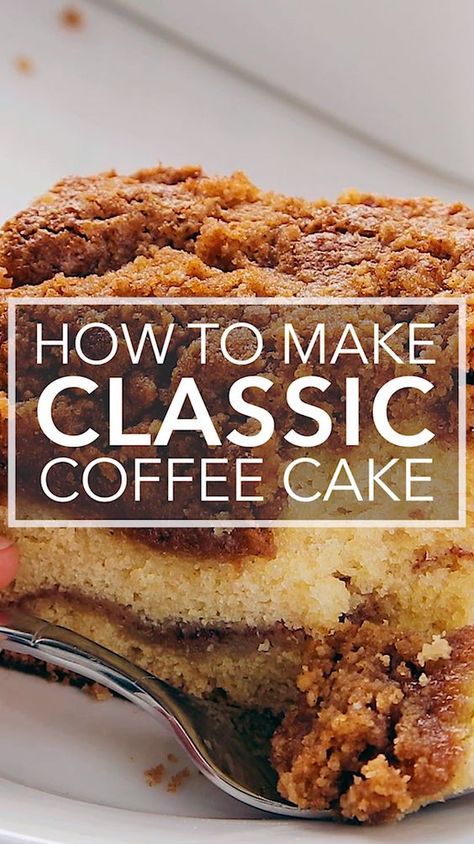 How To Make Coffee Cake Recipes, Easy Moist Coffee Cake, Easy Coffee Cake Recipes Simple Breakfast, Hostess Coffee Cake Recipe, Coffee Cake Topping, Coffee Cake Starbucks Recipe, Kanakuk Coffee Cake, Classic Coffee Cake Recipes, Coffee Cake Recipes Videos