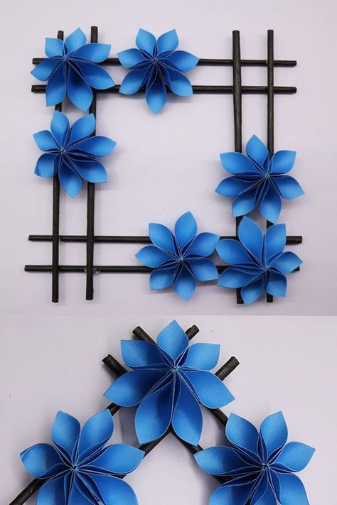 Beautiful paper Flowers making Video - DIY paper Wall Hanging - DIY paper Handmade Craft - Easy paper Flowers making Tutorial - Room Decor and home Decor Ideas. #Flowers #Handmade #WallHanging Flower Wall Decor Diy, Diy Wall Hanging Crafts, Handmade Wall Hangings, Paper Flowers Diy Easy, Paper Flower Garlands, Paper Flower Art, Paper Craft Videos, Easy Paper Flowers, Paper Wall Hanging