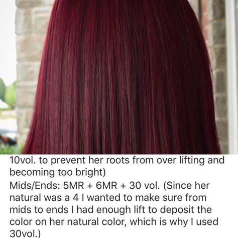 Joico Red Hair Color Formulas, Burgundy Hair Formula, Burgendy Hair Color, Red Hair Formulas, Red Velvet Hair Color, Merlot Hair Color, Deep Red Hair Color, Cola Hair, Cherry Cola Hair