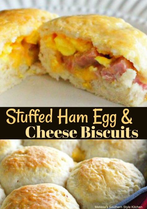 Ham Egg And Cheese Biscuits, Easy Premade Breakfast, Stuffed Ham, Grand Biscuit Recipes, Egg And Cheese Biscuit, Stuffed Biscuits, Cheese Biscuit, Best Homemade Bread Recipe, Southern Breakfast