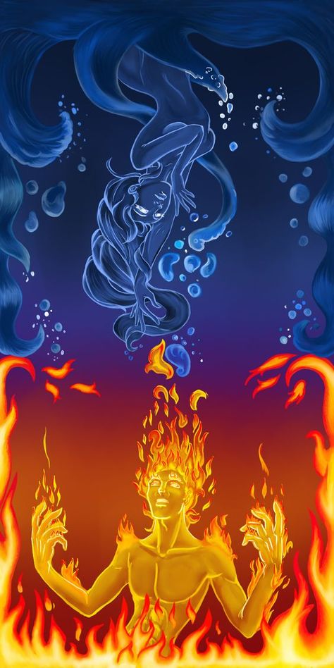 fire and water in love - Google Search Fire Vs Water, Twin Flame Art, Water And Fire, Arte Peculiar, Fire And Water, Flame Art, Twin Flame Love, Fire Water, Fire Art