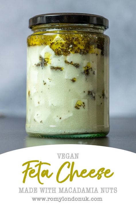 Easy Vegan Feta Recipe - based on macadamia nuts! Super smooth and creamy and you only need a blender! #vegan #feta #cheese #recipe #macadamia Vegan Feta Cheese Recipe, Paleo Cheese, Feta Recipe, Vegan Feta, Feta Cheese Recipes, Vegan Feta Cheese, Cheese Alternatives, Nut Cheese, Vegan Cheese Recipes