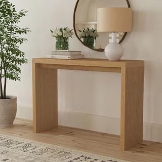 Consoles, Cabinets, Dressers Egypt Sherrod, Waterfall Console Table, Minimalist Console Table, Waterfall Console, Modern Coastal Living Room, Entry Console Table, Natural Stain Wood, Console Table With Drawers, Waterfall Design