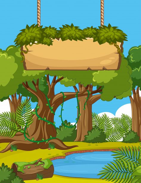 Jungle Cartoon, Jungle Clipart, Forest Cartoon, Seni Mural, مشروعات العلوم, Seni Pastel, Colorful Borders Design, Cartoon Trees, Photo Frame Wallpaper