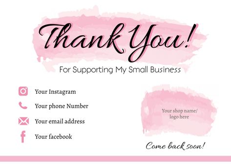 Design created with PosterMyWall Logo Online Shop, Small Business Instagram, Business Branding Inspiration, Small Business Quotes, Business Poster, Small Business Cards, Packaging Ideas Business, Small Business Packaging Ideas, Thank You Card Design