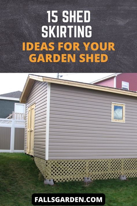 Shed Skirt Ideas, Bottom Of Shed Ideas, She’d Skirting Ideas, Shed On A Hill, Ideas To Cover Bottom Of Shed, Skirting For Sheds, Skirting Ideas For Sheds, Underpinning Ideas For Shed, Shed Steps Ideas