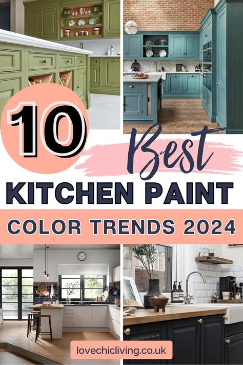 Ready for a kitchen makeover? Explore the must-try paint colors for 2024 and find out how to incorporate these trends into your home. With tips on creating a cohesive look and choosing colors that complement your kitchen's features, this guide is your first step toward a trendy transformation. Click to read the full article and get started on your stylish kitchen update. Popular Kitchen Paint Colors, Popular Kitchen Colors, Kitchen Color Trends, Kitchen Colour Combination, Best Kitchen Colors, Colors For 2024, Kitchen Cupboards Paint, Paint Trends, Trending Paint Colors