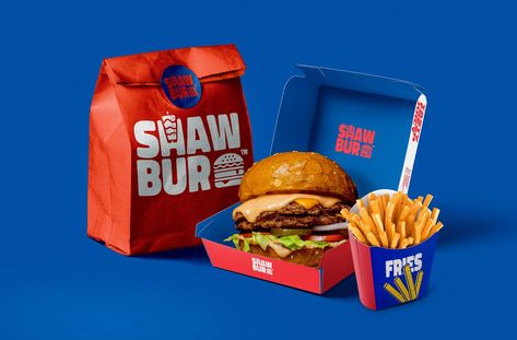 Shawbur Burger – Packaging Of The World Burger Branding, Burger Packaging, Sandwich Packaging, Food Branding, Fotografi Digital, Food Logo Design, Burger Restaurant, Restaurant Logo, Modern Restaurant