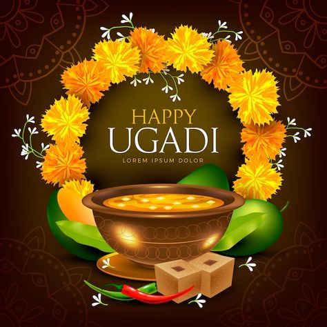 Realistic happy ugadi Free Vector | Free Vector #Freepik #freevector #design #celebration #happy #india Happy Ugadi, Print Design Template, Gudi Padwa, Festival Image, Diwali Images, Festival Theme, Wishes Messages, Wishes Images, Festival Design