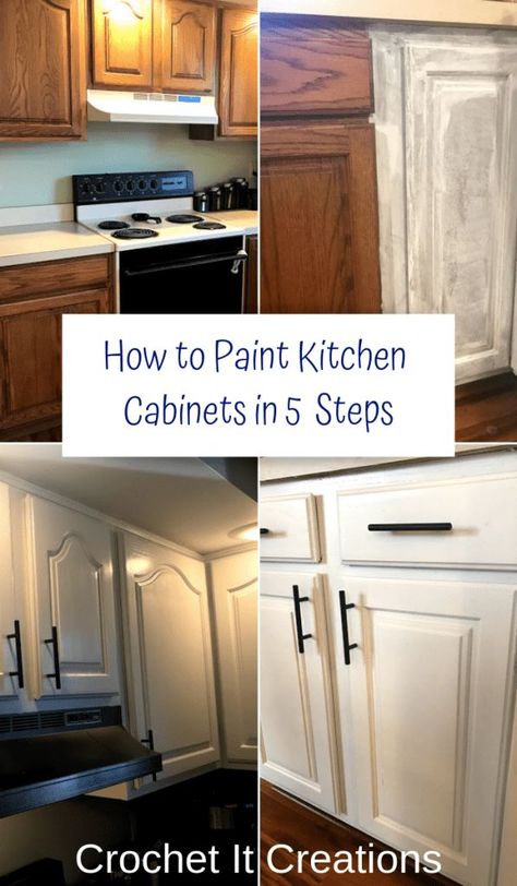 How to Paint Kitchen Cabinets in 5 Steps - Crochet it Creations How To Paint Kitchen Cabinets, Model Dapur, Paint Kitchen Cabinets, Crochet It, Kitchen Diy Makeover, Kabinet Dapur, Diy Kitchen Renovation, Paint Kitchen, Diy Kitchen Remodel