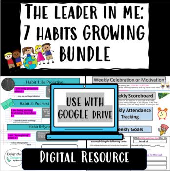 This GROWING "Leader in Me: 7 Habits" Classroom Implementation Bundle includes everything you need to use the "Leader in Me" program in your own classroom! Included in this bundle so far are the following:*7 Habits Training for Students*Weekly WIG Goal Setting DIGITAL Data NotebookI will continue to... Leader In Me 7 Habits, The Leader In Me, Leadership Classes, Data Notebooks, Class Jobs, Leader In Me, Digital Data, Student Jobs, Classroom Jobs