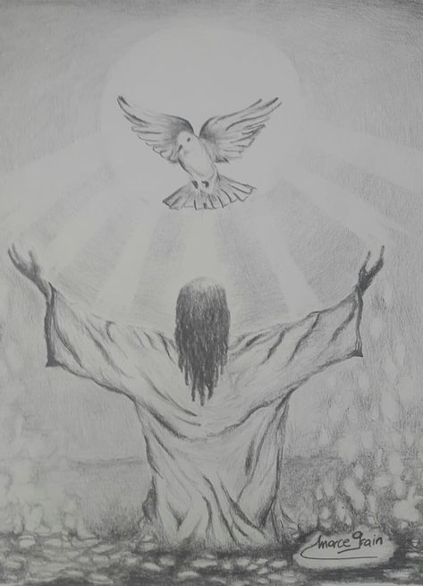 Bible Story Drawings Sketches, Christian Pencil Drawings, Drawing Ideas Of God, Christian Sketch Ideas, Faith Drawings Sketches, God Drawing Sketch, Simple Jesus Drawing, Jesus Sketch Pencil Easy, Christian Drawings Pencil