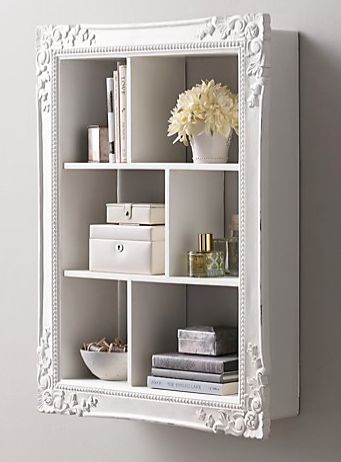 Diy Display Shelf, Restoration Hardware Baby, White Shelf, Diy Shadow Box, Smart Tiles, Frame Shelf, Display Shelf, Diy Shelves, Repurposed Furniture