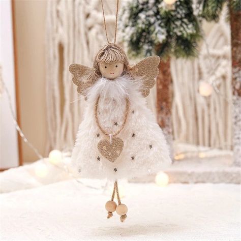 Christmas Angel Doll, Diy Jul, Diy Xmas Gifts, Hanging Christmas Tree, Xmas Tree Ornament, Christmas Pendant, Angel Doll, Christmas Accessories, Christmas Dolls