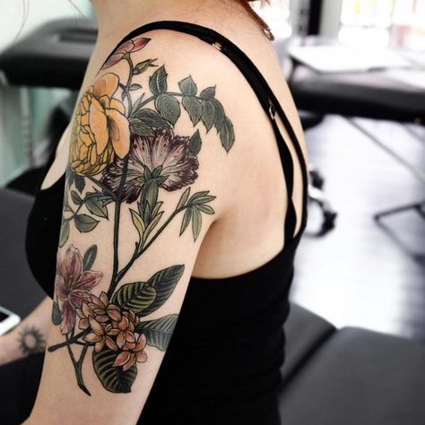 muted colour, floral tattoo Carnation Flower Tattoo, Carnation Tattoo, Half Sleeve Tattoos Drawings, Marvel Tattoos, Tattoos For Women Half Sleeve, Floral Tattoo Sleeve, Inspiration Tattoos, Cat Tattoos, Tiny Tattoo