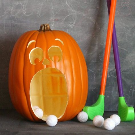 Hi! I’m Kimbo from a girl and a glue gun! I’m here today with a super fun activity…Pumpkin Golf! It is totally perfect for classroom parties at school, trunk or treat game, or just because you need to keep the kids entertained! and the bonus part is that it’s super easy and you can reuse … Pumpkin Golf, Halloween Carnival Games, Trick Or Treat Games, Trunker Treat Ideas, Golf Halloween, Pumpkin Games, Fun Halloween Party Games, Fun Halloween Games, Fall Festivals