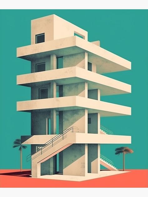 Bauhaus Design Architecture, Architectural Posters, Piet Mondrian Painting, Toon Shader, Bauhaus Building, Bauhaus Architecture, Bauhaus Poster, Bauhaus Design, Architecture Poster