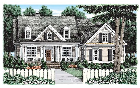 Vaulted Family Room, Porch Types, Colonial Cottage, Wardrobe Space, Serving Bar, Country Style House Plans, Country House Plan, Cottage Plan, 2 Car Garage