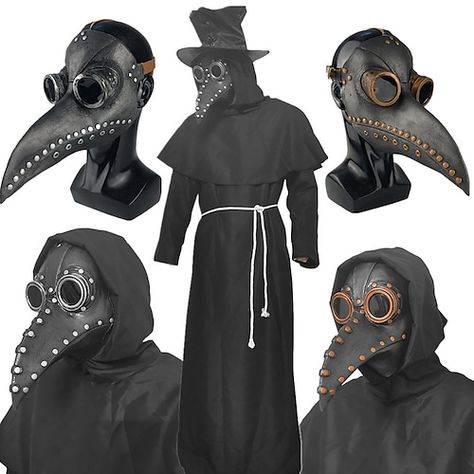 Masquerade Men, Steampunk Halloween Costumes, Plague Doctor Costume, Soirée Halloween, Masquerade Carnival, Black Plague, Halloween Costume Props, Mascaras Halloween, Steampunk Mask