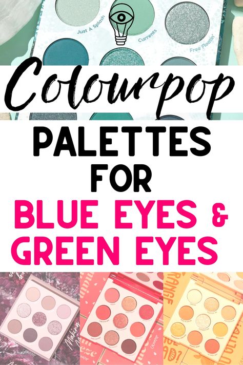 Find here the best Colourpop eyeshadow palettes for blue eyes and green eyes - the best Colourpop palettes from nude to red eyeshadow, mint eyeshadows, mauve and purple! Colourpop Sage The Day Looks, Colourpop Eyeshadow Looks, Blue Hazel Eyes, Best Makeup Palettes, Olive Skin Lipstick, Red Eyeshadow Palette, Green Eyeshadow Look, Colourpop Eyeshadow Palette, Eyeshadow For Green Eyes