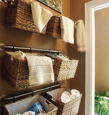 Clever Organizer, Decor Baie, Wicker Baskets Storage, Design Case, Elle Decor, Bathroom Organization, Diy Bathroom, Creative Home, The Bathroom