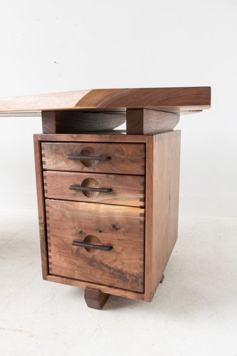 This is an example project I made for a client. Custom orders are welcome!Please contact for questions and shipping quote/options. Secret Compartment Furniture, Wooden Office Desk, Live Edge Desk, Fine Furniture Design, Walnut Desk, Woodworking Shop Plans, Wood Table Design, California House, Wood Joints