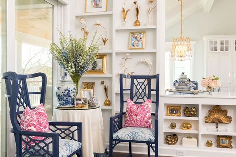 Pin on For the Home Chinoiserie Interior Design, Coastal Chinoiserie, Large Kitchen Design, Chinoiserie Interior, Beach House Colors, New England Farmhouse, Barn Renovation, Chinoiserie Decorating, White Sofas