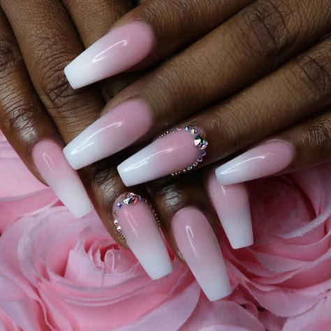 Masters in french ombré baby boomer nails. More options than ever with natural diamonds encrusted!💗💗• Repost... @tammytaylornailssouthafrica Pink Acrylic Tips, Powder Ombre Nails, Dip Powder Ombre, Nails Pink And White, Pink And White Nails, Pink White Nails, Baby Boomers Nails, Natural Nail Art, Nail Prices