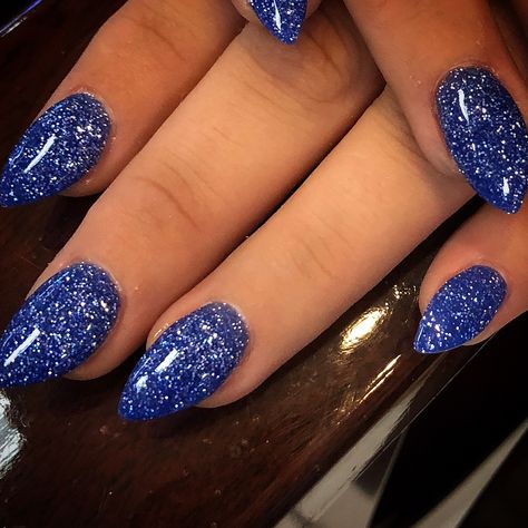 Blue Prom Nails, Blue And Silver Nails, Royal Blue Nails, Blue Gel Nails, Dark Blue Nails, Blue Glitter Nails, Navy Blue Nails, Dip Nail, Blue Acrylic Nails