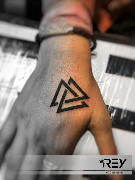 Spiritual Triangle Tattoo, Three Triangle Tattoo, 3 Triangle Tattoo, Triangle Tatoo, Triangles Tattoo, Triangle Tattoo Design, Arm Tattoos Black, Karma Tattoo, Forearm Band Tattoos