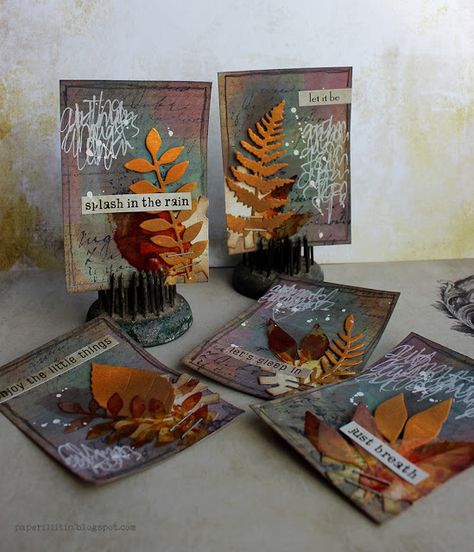 Atc Cards Ideas Autumn, Autumn Atc Cards, Autumn Projects, Altered Cards, Rolodex Cards, Sizzix Dies, Favorite Mm, Autumn Cards, Art Trading Cards