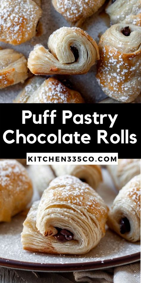 Chocolate Puff Pastry, Puff Pastry Chocolate, Puff Pastry Rolls, Using Puff Pastry, Pastry Rolls, Puff Pastry Recipes Dessert, Chocolate Puff, Chocolate Croissants, Pastries Recipes Dessert