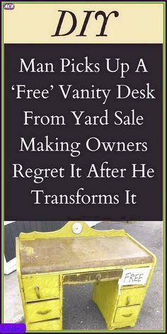 #Man picks up a ‘free’ vanity #desk from yard #sale making #owners regret it after he #transforms it Art Deco Vanity, Leftover Paint, Painting Concrete Porch, Concrete Porch, Paint Remover, Vanity Desk, Painting Concrete, People Living, Furniture Restoration