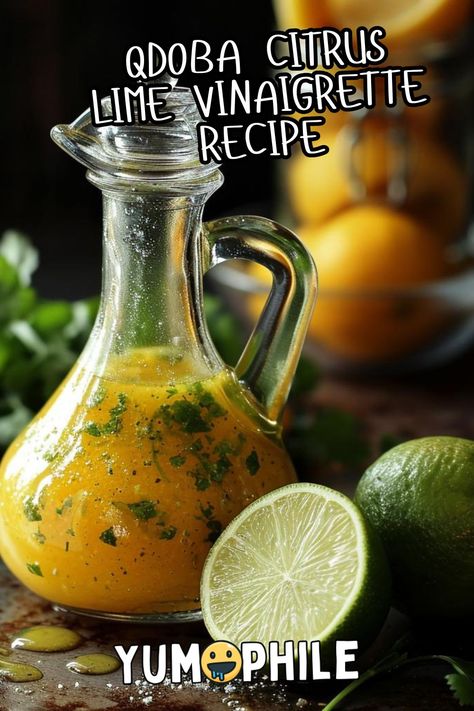 QDOBA Citrus Lime Vinaigrette Recipe Citrus Lime Vinaigrette Qdoba, Citrus Lime Vinaigrette, Qdoba Cilantro Lime Dressing, Qdoba Citrus Lime Dressing, Golden Corral Chocolate Chess Pie Recipe, Crab And Spinach Dip Recipe, Citrus Vinaigrette Dressing, Citrus Dressing Recipe, Chocolate Chess Pie Recipe