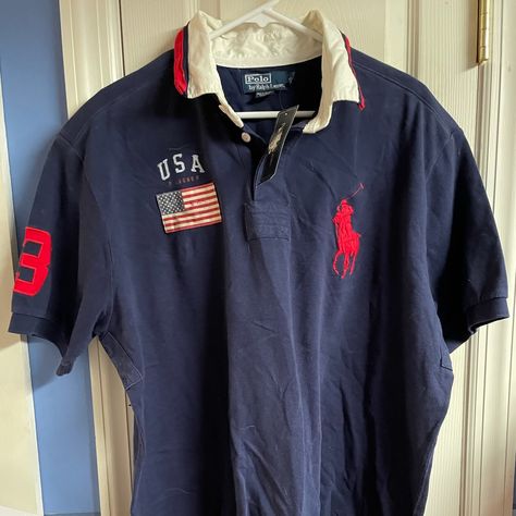 Mens Polo Ralph Lauren Usa Short Sleeve New With Tags Usa Clothes, Polo Ralph Lauren Outfits, Polo Outfit, Usa Shorts, Polo Shirts Men, Casual Work Wear, Ralph Lauren Polo Shirt, Nike Polo, Polo Sport Ralph Lauren