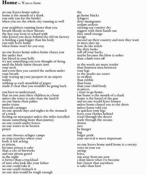 Warsan Shire Poems, Cliche Quotes, Home Poem, Warsan Shire, Life Notes, Personal Things, Poetic Words, Poems Beautiful, Elementary Education