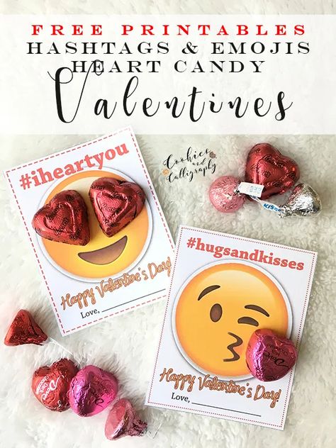 Emoji Craft, Chocolate San Valentin, Candy Valentines, Emoji Valentines, Valentines Cookies, Valentine Favors, Candy Grams, Valentine's Ideas, Valentine Party