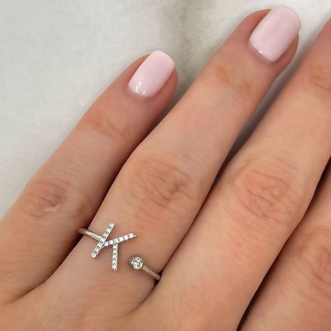 J Initial Ring, J Ring, Senior Rings, Alphabet Ring, Twisted Diamond Ring, Personalized Initial Ring, Diamond Monogram, Ring Name, Simple Stud Earrings