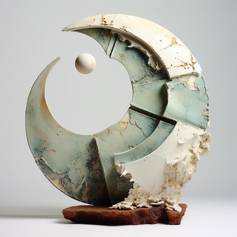 Deconstruction modern pottery sculpture ... | Premium Photo #Freepik #photo #earthenware #pottery #handicraft #potter Planets Sculpture, Sun Sculpture, Moon Sculpture, Tomorrow Land, Ceramic Forms, Rock Sculpture, Globe Art, Earthenware Pottery, Moon Rock