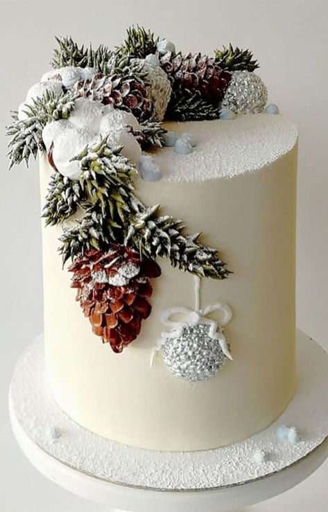 Winter Torte, Christmas Themed Cake, Decoration Patisserie, Christmas Cake Designs, New Year's Cake, Christmas Cake Decorations, Xmas Cake, Winter Cake, Holiday Cakes