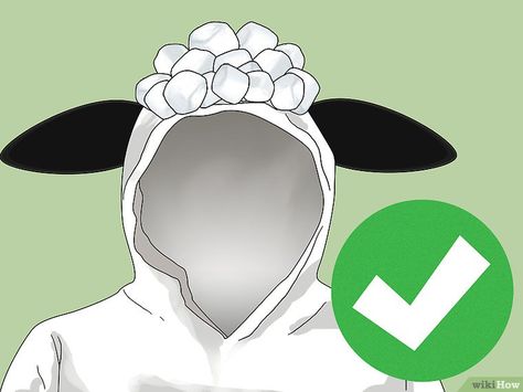 How to Make a Sheep Costume: 11 Steps (with Pictures) - wikiHow Diy Sheep Costume Women, Black Sheep Costume Women, Sheep Costume Kids, Sheep Costume Women, Baby Sheep Costume, Diy Sheep Costume, Baby Lamb Costume, Farm Animal Costumes, Sheep Costume