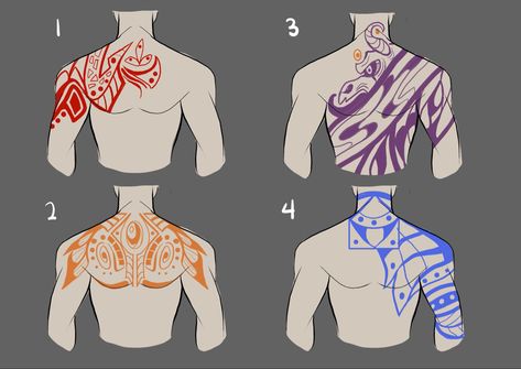 Character Design Markings, Magic Markings Art, Body Markings Art, Fantasy Skin Markings, Stomach Tattoo Ideas For Men, Body Marks Drawing, Ocs With Tattoos, How To Draw Tattoos On Characters, Body Markings Character Design