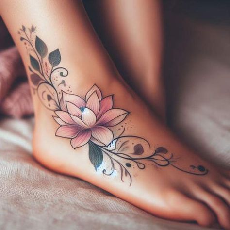 86 Heartwarming Ankle Tattoo Ideas For Women To Break The Barriers – Tattoo Inspired Apparel Ankle Tattoo Stencil For Women, Women's Ankle Tattoo Design, Tattoo Ideas Ankle Female, Ankle And Foot Tattoos, Ankle Tattoos For Women Flower, Outside Ankle Tattoos For Women, Foot Tatoos Woman, Side Of Body Tattoos For Women, Woman’s Ankle Tattoo