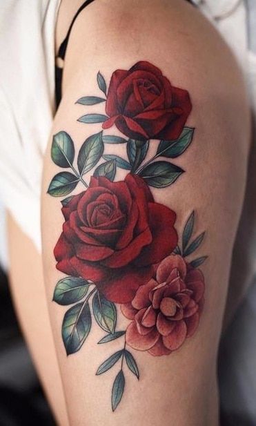 Heart With Thorns Tattoo, Heart With Thorns, Coloured Rose Tattoo, Colorful Rose Tattoos, Thorns Tattoo, Rose Vine Tattoos, Red Flower Tattoos, Rosen Tattoo Frau, Rose Tattoo Thigh