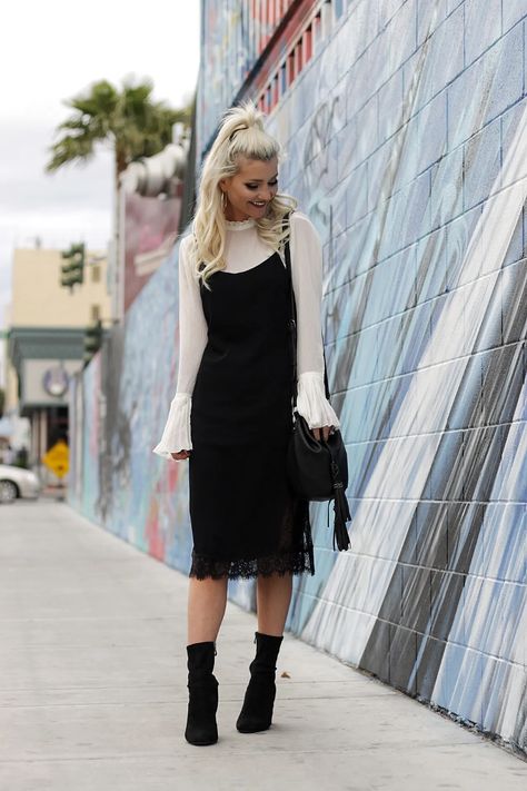 Black Slip Dress Outfit Winter, Short Slip Dress Outfit, Slip Dress Outfit Ideas, Slip Dress Winter, Black Slip Dress Outfit, How To Style A Slip Dress, Style A Slip Dress, Tailgate Outfits, Vegas Outfits