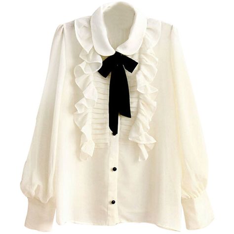 Ruffled Contrast Necktie Blouse ($24) ❤ liked on Polyvore featuring tops, blouses, shirts, white, tie-neck blouses, white blouse, long sleeve ruffle blouse, ruffle shirt and neck-tie Hard Fits, White Ruffle Shirt, Coquette Clothes, Volleyball Photography, Dark Coquette, White Ruffle Blouse, Frilly Blouse, Cotton Shirts Women, Jirai Kei