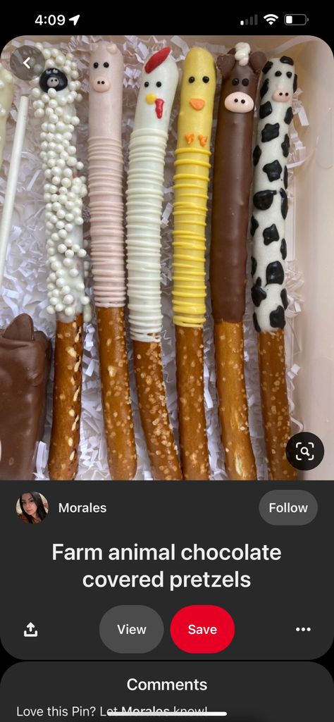 Cow Print Chocolate Covered Pretzels, Farm Animal Chocolate Covered Pretzels, Farm Pretzel Rods, Donkey Themed Snacks, Farm Rice Krispie Treats, Rodeo Pretzel Rods, Farm Animal Pretzel Rods, Cow Print Pretzel Rods, Bakery Photos