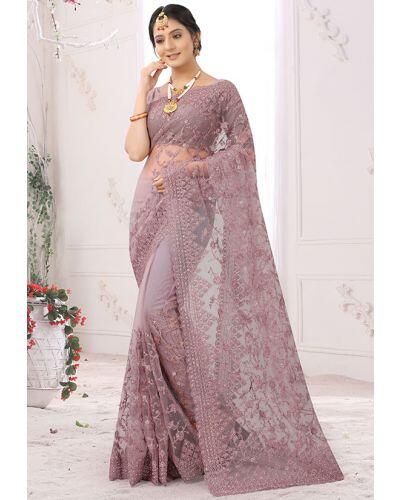 Scalloped Saree, Mauve Saree, Net Sari, Bollywood Designer Sarees, Indian Wedding Gowns, Net Blouse, Desi Dress, Net Blouses, Indian Designer Sarees