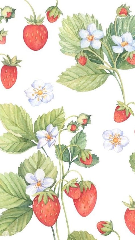 Strawberry Field Drawing, Strawberry Painting Aesthetic, Aesthetic Pottery Painting Ideas, Strawberry Plant Drawing, Strawberry Painting, Strawberry Pictures, Strawberry Drawing, Strawberry Art, Strawberry Flower