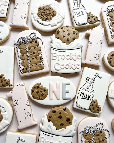 Jos Dough on Instagram: "Milk and cookies 🍪 🥛 . . . . . Oval and arch cutter by @6bittersweets . . . . . #milkandcookies #cookiesandmilk #milkandcookiesparty #cookiesandmilkparty #birthdaycookies #firstbirthdaycookies #customdecoratedcookies #sugarcookies #sugarcookiesofinstagram #sugarcookiedecorating #sugarart #cookies #cookiedecorating #cookiesofinstagram #decoratedcookies #decoratedsugarcookies #prettycookies #customcookies #royalicing #royalicingcookies #partyideas #marysvillewa #arlingt Milk And Cookies Second Birthday, Milk And Cookies Cookies, Cookie Baby Shower Theme, Royal Cookies, Cookie Birthday Party, First Birthday Cookies, Cookies Party, Simple Birthday Party, Royal Iced Cookies